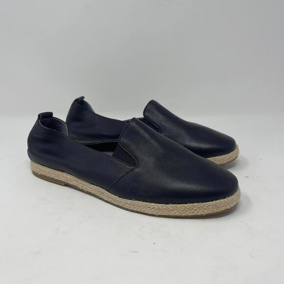 David Tate Black Leather Pura Espadrille Slip-On - Picture 1 of 8